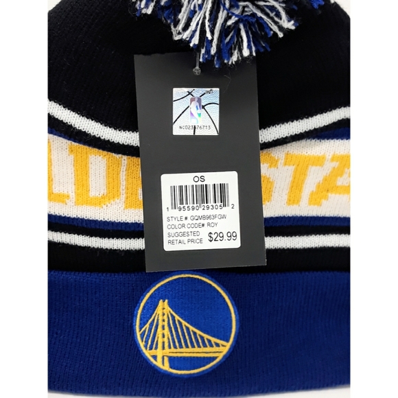 ULTRA GAME NBA Golden State Warriors Pom Pom Beanie - Picture 3 of 3